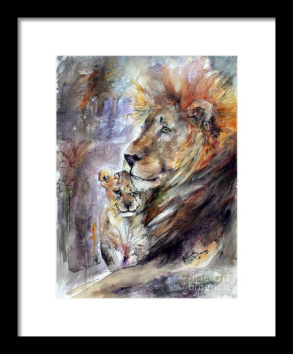 Lions Framed Print featuring the painting Cecil The Patriarch No More by Ginette Callaway