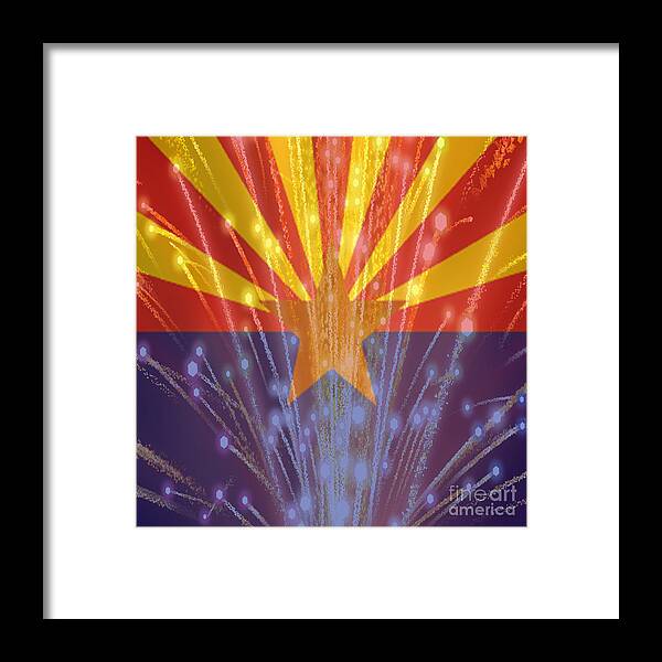 Arizona Framed Print featuring the mixed media Celebrating Freedom in Arizona by Beverly Guilliams