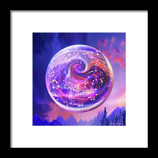 Celestial Framed Print featuring the digital art Celestial Snow Globe by Robin Moline