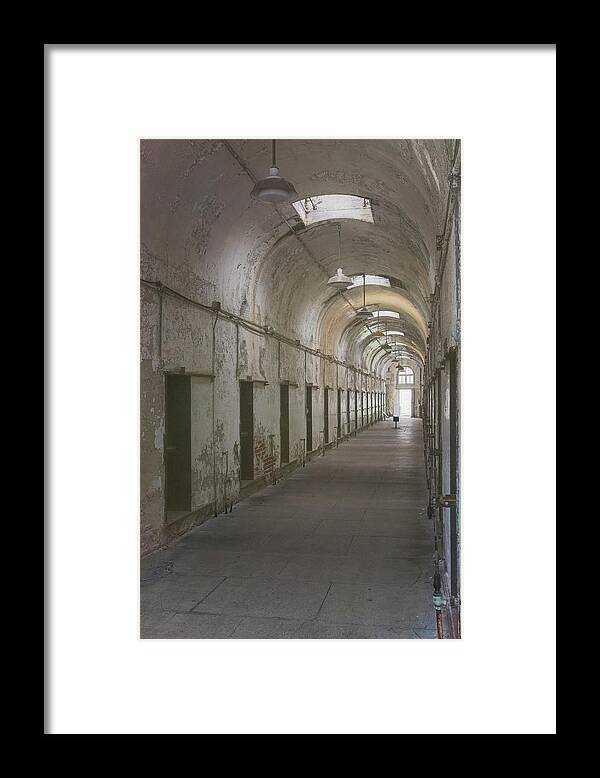 Eastern State Penitentiary Framed Print featuring the photograph Cellblock Hallway by Tom Singleton