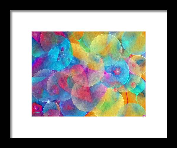 Colorful Circles Abstract Framed Print featuring the pastel Cellular Expansion-Colorful Circles by Laurie's Intuitive
