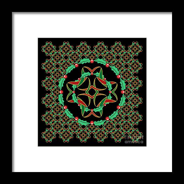 Christmas Framed Print featuring the digital art Celtic Christmas Holly Wreath by MM Anderson