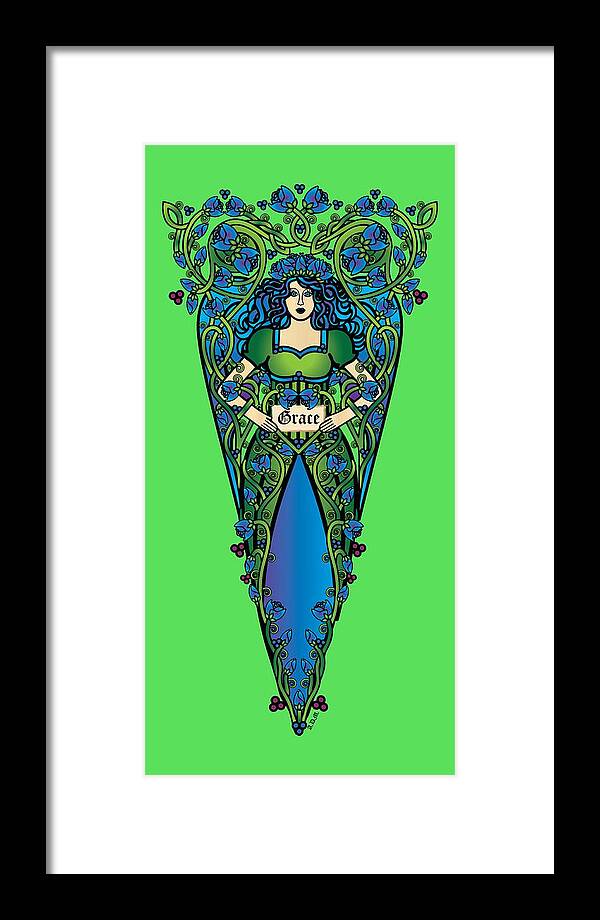 Fantasy Framed Print featuring the digital art Celtic Forest Fairy- Grace by Celtic Artist Angela Dawn MacKay