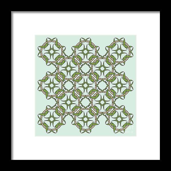 Celtic Framed Print featuring the digital art Celtic Knot Interlocking in Green and Gold by MM Anderson
