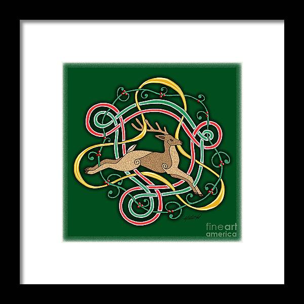Artoffoxvox Framed Print featuring the mixed media Celtic Reindeer Knots by Kristen Fox