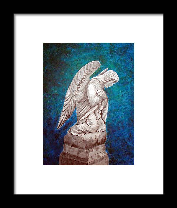 Angel Framed Print featuring the painting Cemetery Angel by Nancy Sisco