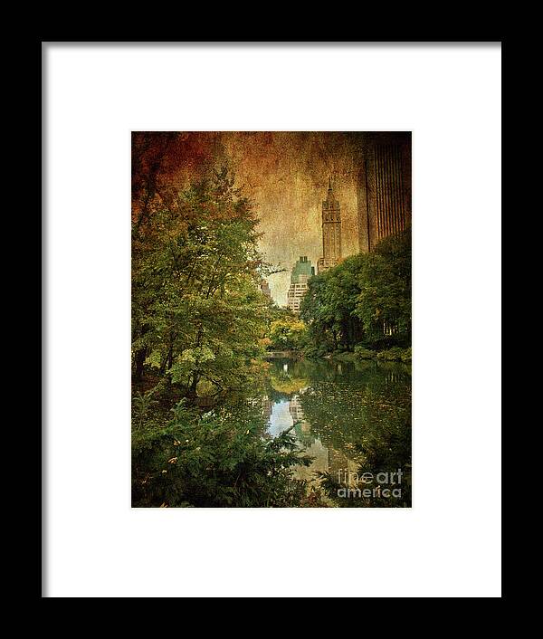 Central Park Framed Print featuring the photograph Central Park In Autumn Texture 4 by Dorothy Lee