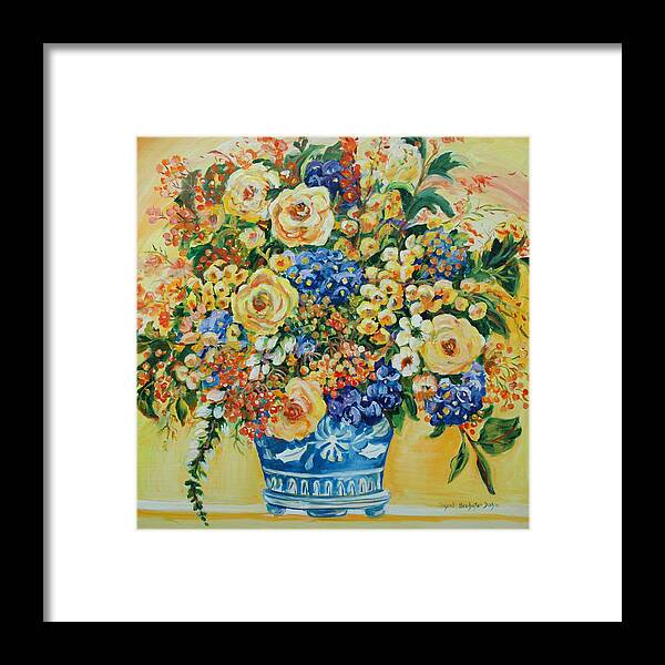 Florals Framed Print featuring the painting Ceramic Blue by Ingrid Dohm