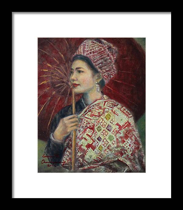 Tai Daeng Framed Print featuring the painting Ceremonial Shawl by Sompaseuth Chounlamany