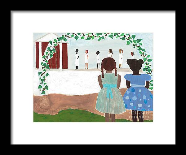 African American Framed Print featuring the painting Ceremony in Sisterhood by Kafia Haile