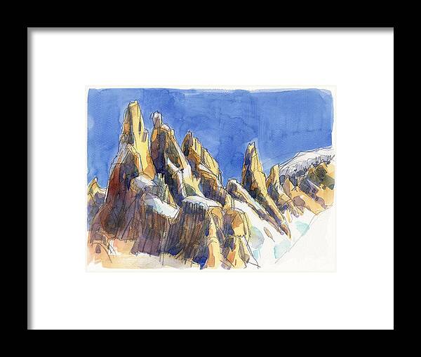 Landscape Framed Print featuring the painting Cerro Torre, Patagonia by Judith Kunzle