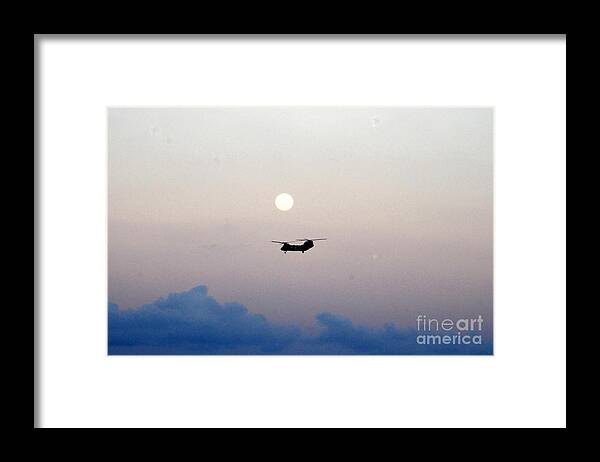 Uss Germantown Framed Print featuring the painting CH-46 Sea Knight helicopter by Celestial Images