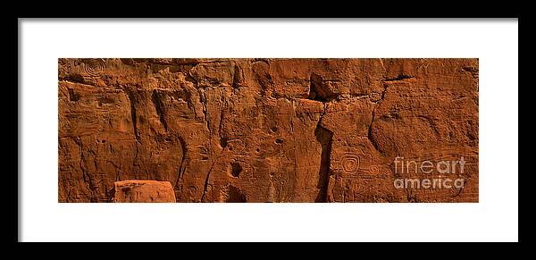 Chaco Canyon Framed Print featuring the photograph Chaco Culture Petroglyph Panel by Adam Jewell