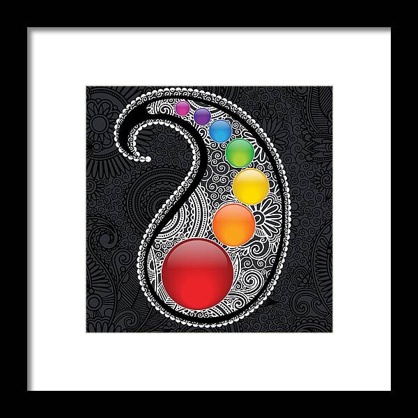Paisley Design Framed Print featuring the digital art Chakra Paisley Design by Serena King