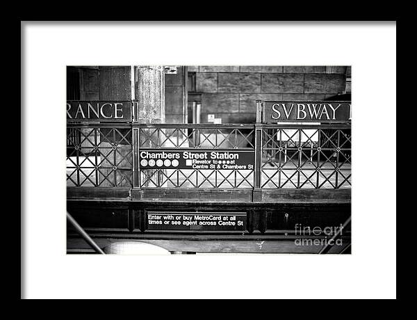 Chambers Street Station Framed Print featuring the photograph Chambers Street Station in New York City by John Rizzuto