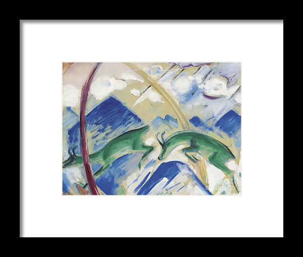 Marc Framed Print featuring the painting Chamois by Franz Marc