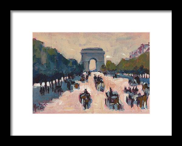 Paris Framed Print featuring the painting Champs Elysees Paris by Nop Briex