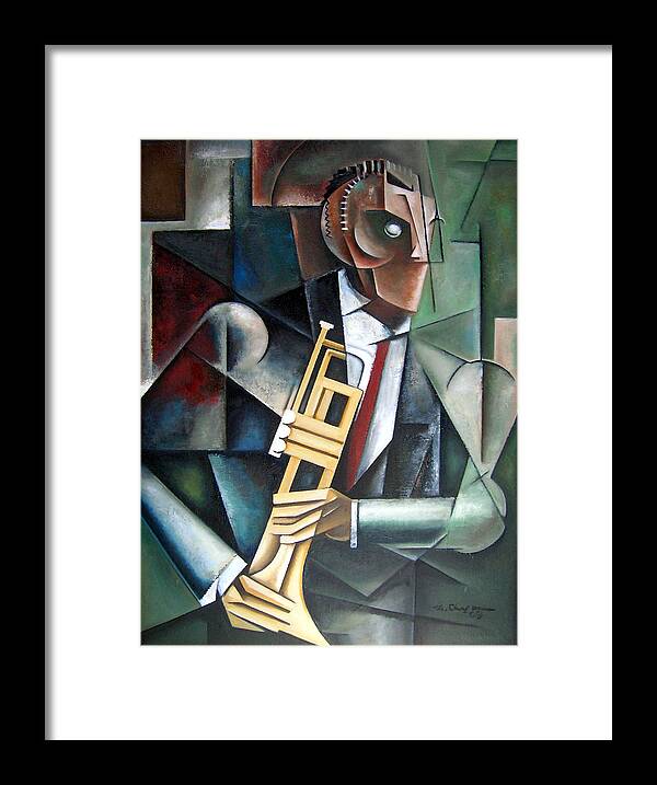 Miles Davis Jazz Trumpet Cubism Framed Print featuring the painting Changeling by Martel Chapman