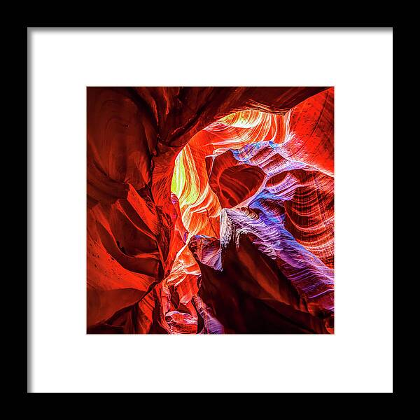 Antelope Canyon Print Framed Print featuring the photograph Consuming Fire of Antelope Canyon - Page Arizona by Gregory Ballos