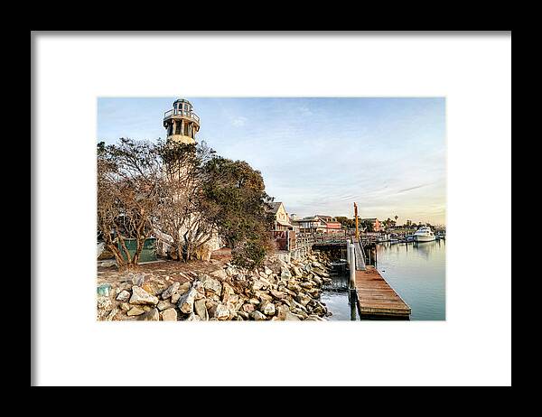 Seascape Lighthouse Water Marina Harbor Dock Rocks Framed Print featuring the photograph Channel Island Marina two by Wendell Ward