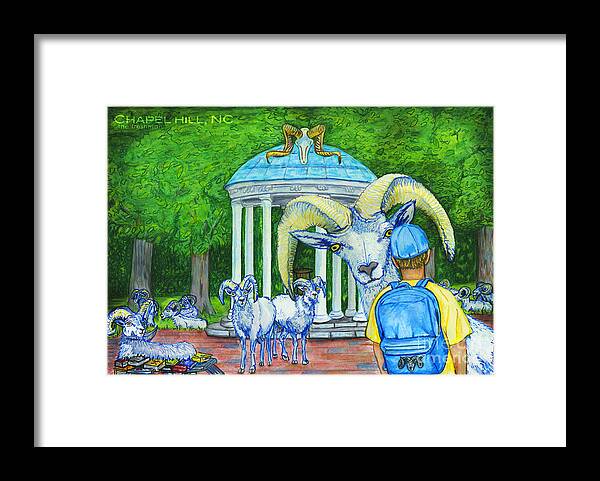 Chapel Hill Framed Print featuring the drawing Chapel Hill NC The Freshman by Laura Brightwood