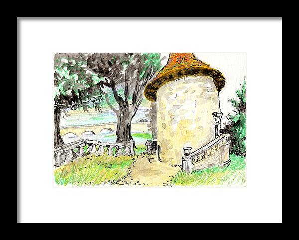 European Framed Print featuring the painting Chapel on Estate River by Tilly Strauss