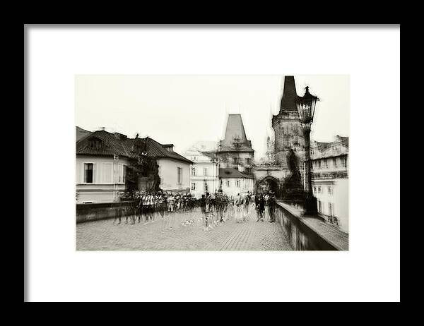 Jenny Rainbow Fine Art Photography Framed Print featuring the photograph Charles Bridge. Black and White. Impressionism by Jenny Rainbow