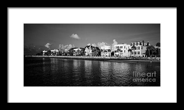 Battery Row Framed Print featuring the photograph Charleston Battery Row Black And White by Dustin K Ryan