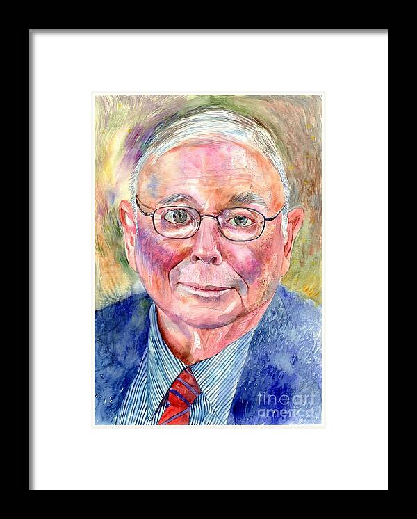 Charlie Framed Print featuring the painting Charlie Munger painting by Suzann Sines