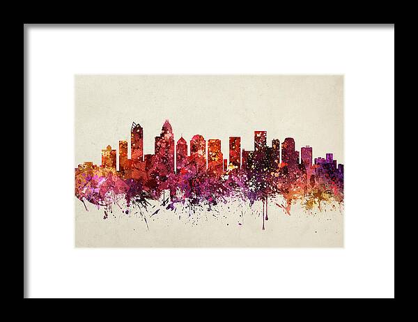 Charlotte Framed Print featuring the digital art Charlotte Cityscape 09 by Aged Pixel