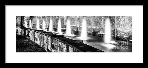 America Framed Print featuring the photograph Charlotte Fountain Black and White Panorama Photo by Paul Velgos