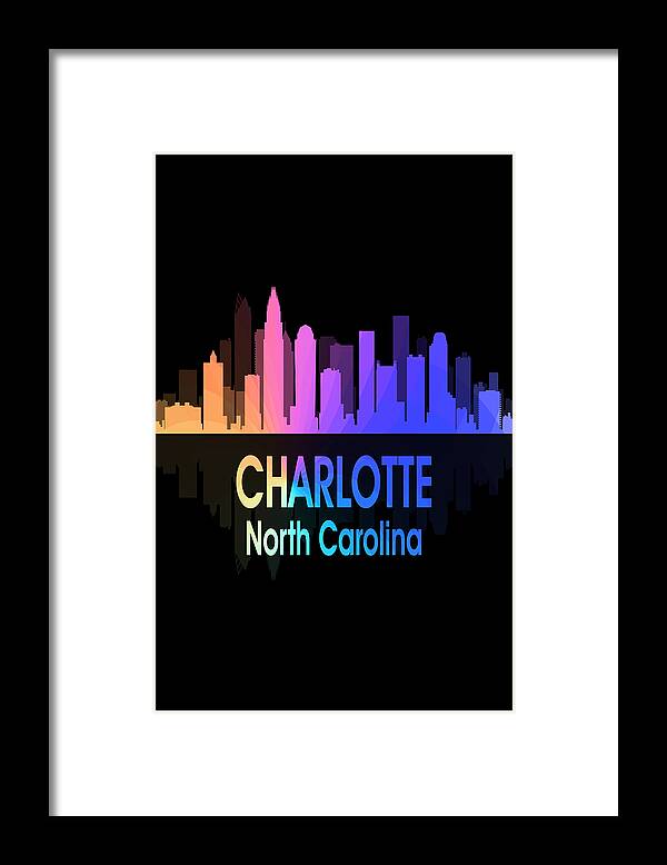 Charlotte Framed Print featuring the digital art Charlotte NC 5 Vertical by Angelina Tamez