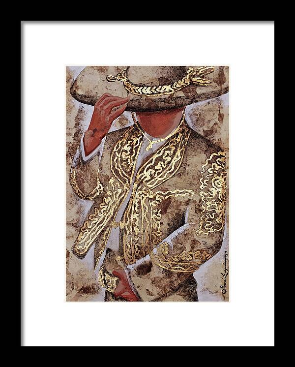 Charros Framed Print featuring the painting C H A R R O . G I R L by J U A N - O A X A C A