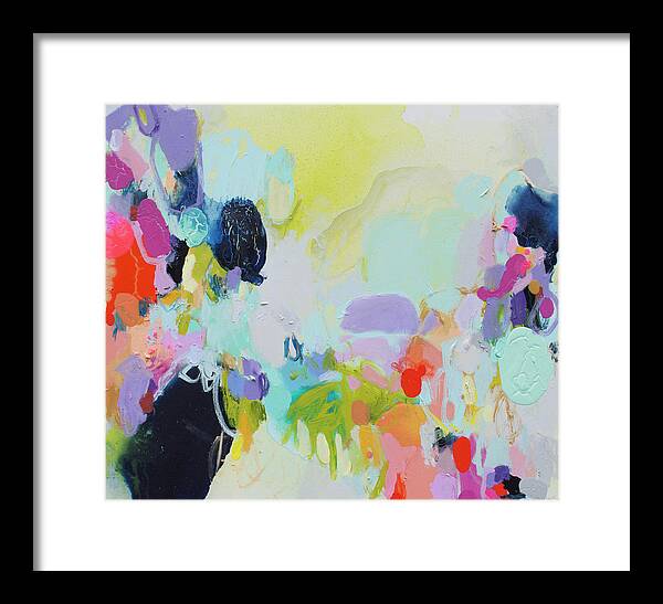Abstract Framed Print featuring the painting Chartreuse Stop by Claire Desjardins