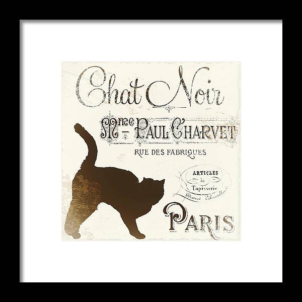 Cat. Cats. Black Cats Framed Print featuring the painting Chat Noir Paris by Mindy Sommers