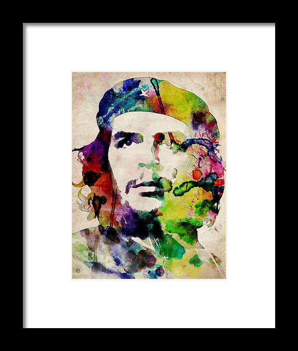 Che Guevara Framed Print featuring the digital art Che Guevara Urban Watercolor by Michael Tompsett