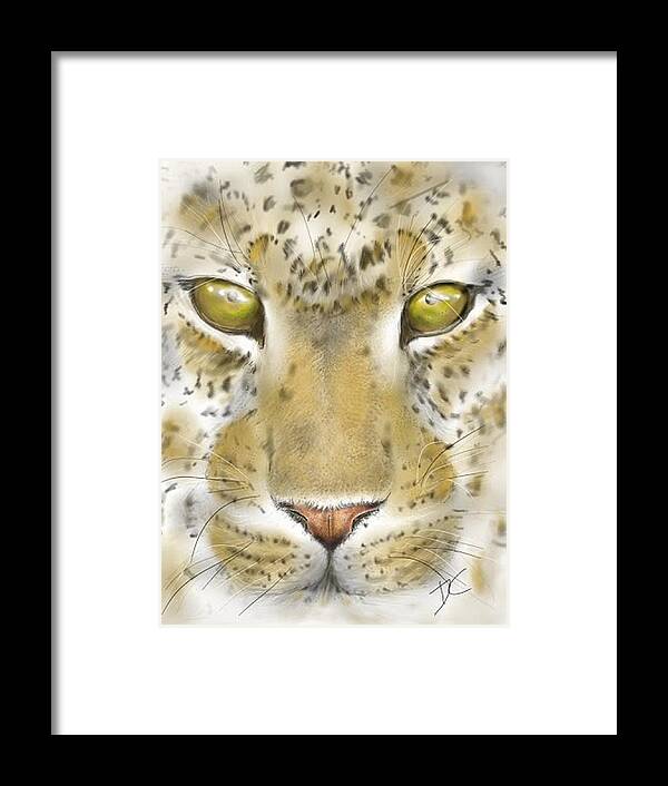 Face Framed Print featuring the digital art Cheetah face by Darren Cannell
