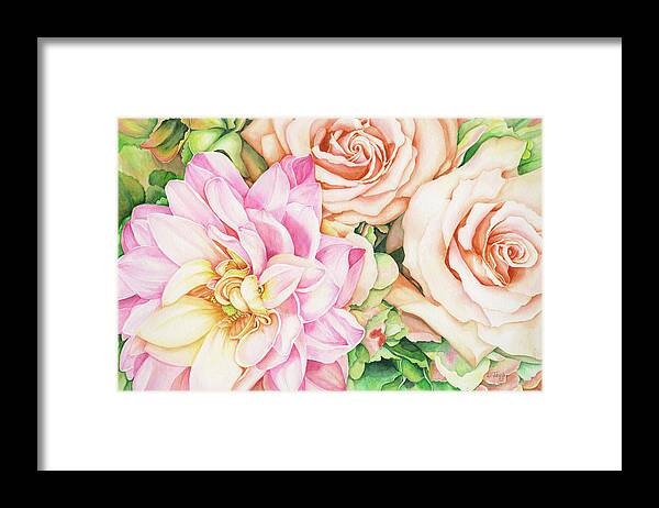 Rose Framed Print featuring the painting Chelsea's Bouquet by Lori Taylor