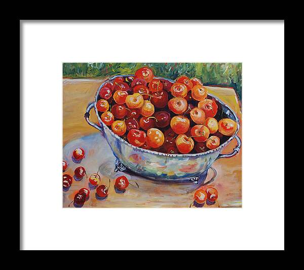 Ingrid Dohm Framed Print featuring the painting Cherries by Ingrid Dohm