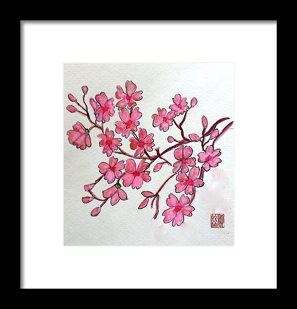 Spink Flowers Framed Print featuring the painting Cherry Blossom by Margaret Welsh Willowsilk
