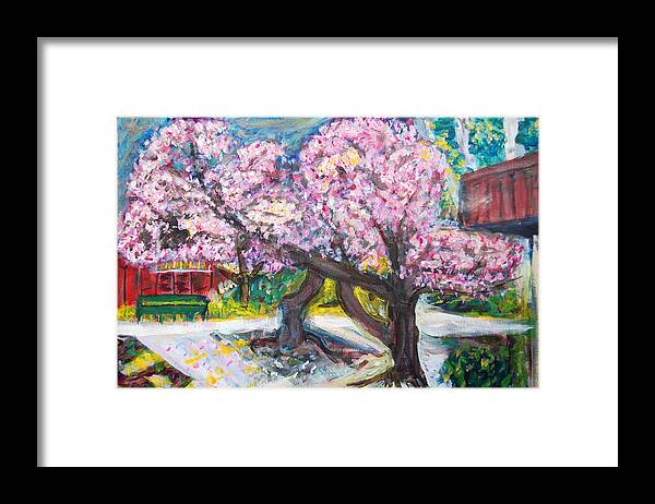 Cherry Tree Framed Print featuring the painting Cherry Blossom Time by Carolyn Donnell
