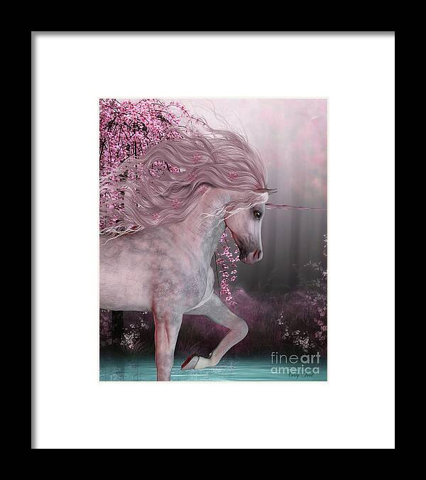 Unicorn Framed Print featuring the painting Cherry Blossom Unicorn by Corey Ford