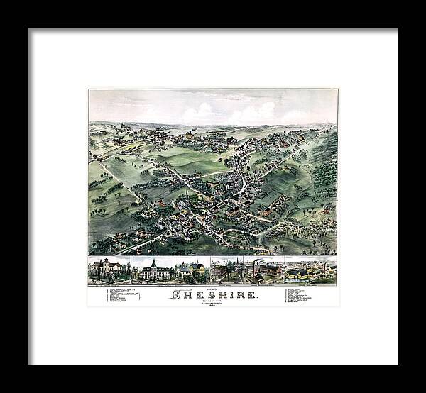 Connecticut Framed Print featuring the photograph Cheshire Connecticut 1882 Perspective Map by Phil Cardamone