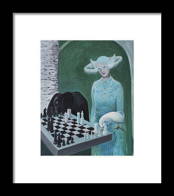 Chess Framed Print featuring the painting Chess - The Queen Waits by Tone Aanderaa