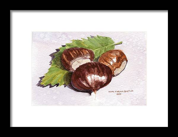 Food Art Framed Print featuring the painting Chestnuts by Mimi Boothby