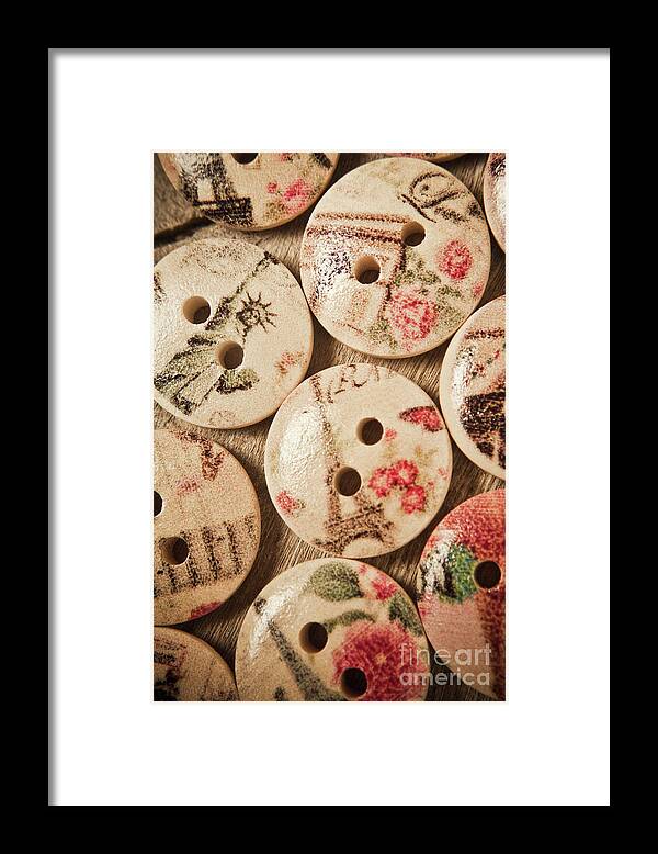 Dressmaking Framed Print featuring the photograph Chic button boutique by Jorgo Photography