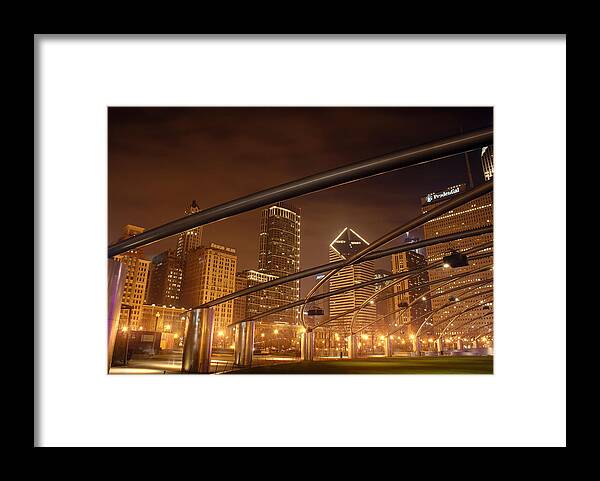 Hdr Framed Print featuring the photograph Chicago at night by Andreas Freund