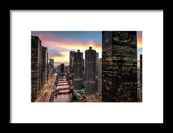 Chicago Framed Print featuring the photograph Chicago City Sunset by Raf Winterpacht