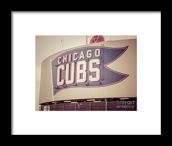 America Framed Print featuring the photograph Chicago Cubs Sign Vintage Picture by Paul Velgos