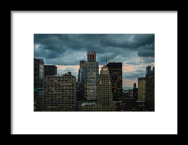 Chicago Framed Print featuring the photograph Chicago Evening Storm - Color by Joni Eskridge